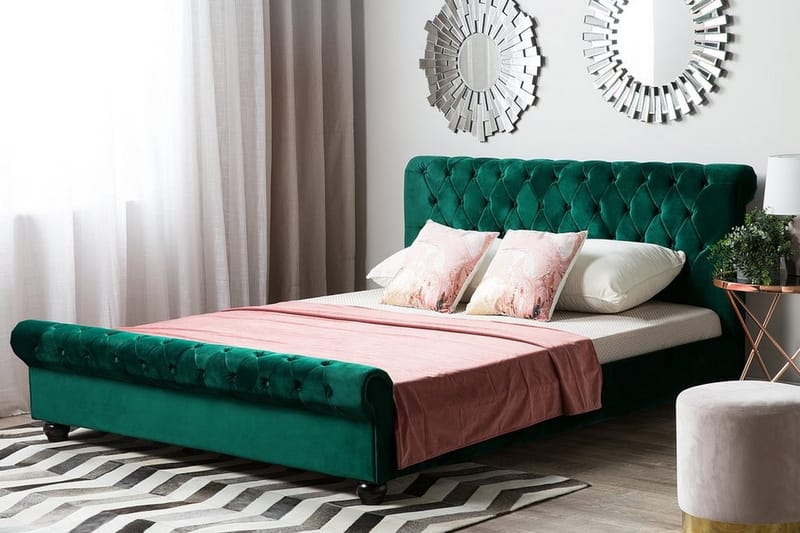 Dobbeltseng Avallon 180 | 200 cm - Grønn - Sengeramme & sengestamme