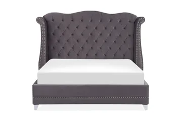 Dobbeltseng AYETTE 160 x 200 cm fløyel Grå - Grå - Møbler - Senger - Sengeramme & sengestamme