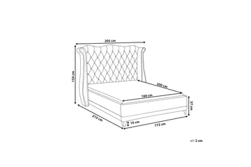 Dobbeltseng AYETTE 160 x 200 cm fløyel Grå - Grå - Møbler - Senger - Sengeramme & sengestamme