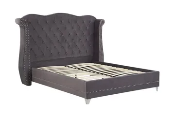 Dobbeltseng AYETTE 160 x 200 cm fløyel Grå - Grå - Møbler - Senger - Sengeramme & sengestamme