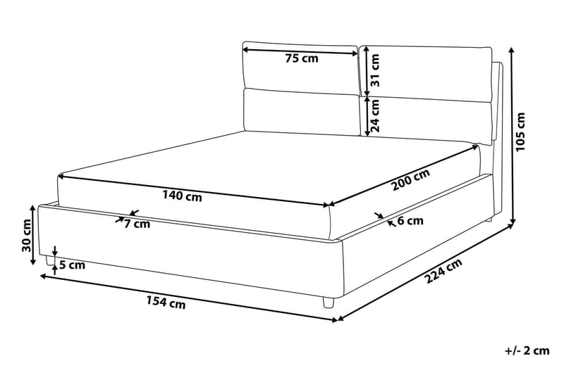 Dobbeltseng BATILLY med Oppbevaring av 140x200 cm mørkegrå - Sengeramme & sengestamme
