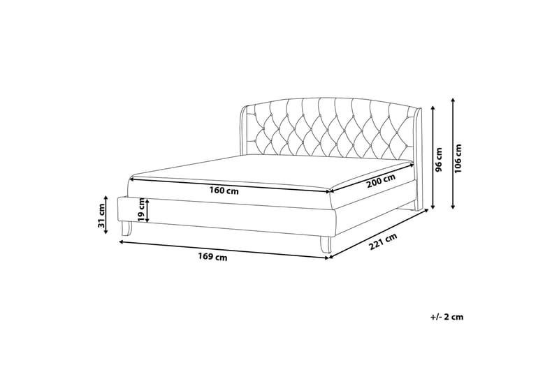 Dobbeltseng Bordeau | 160 | 200 cm - Beige - Sengeramme & sengestamme