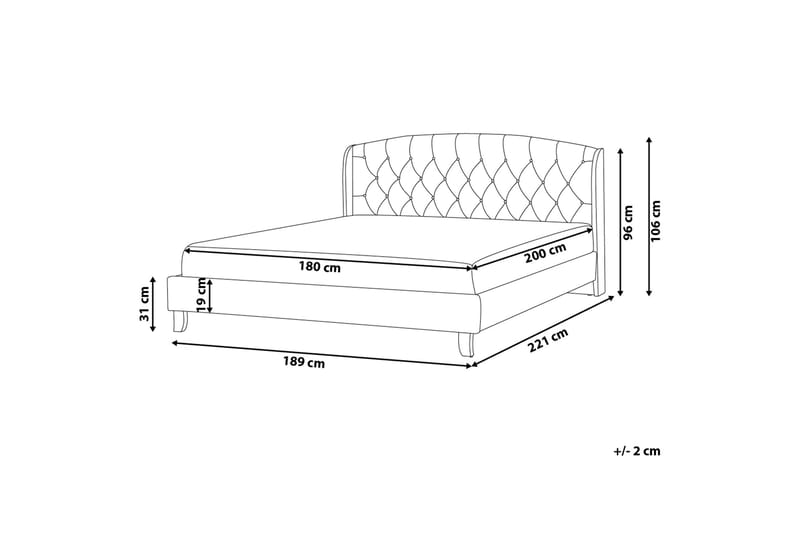 Dobbeltseng Bordeau | 180 | 200 cm - Beige - Sengeramme & sengestamme