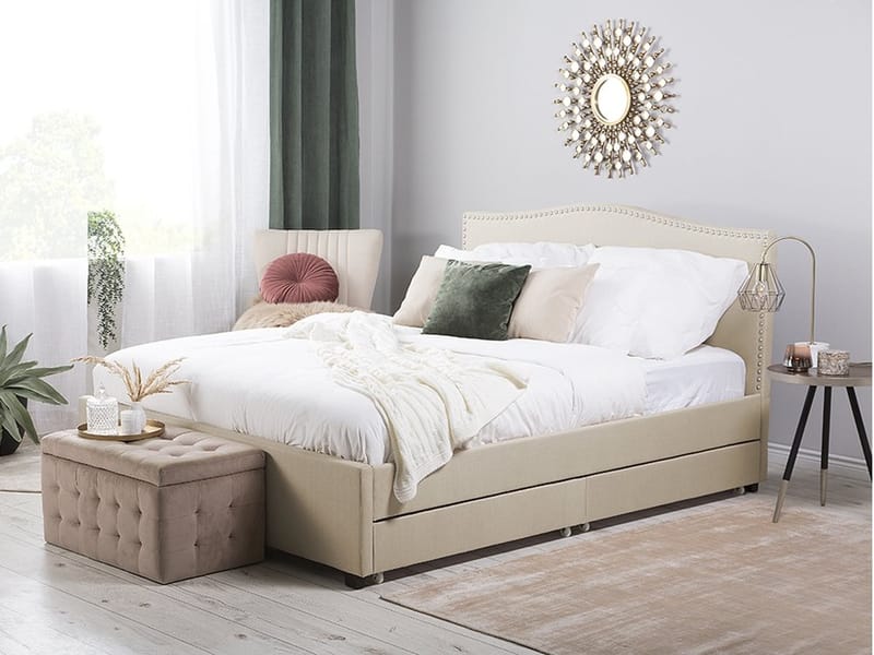 Dobbeltseng Montpellier 180 | 200 cm - Beige - Sengeramme & sengestamme