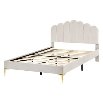 Dobbeltseng Sauvian 120x200 cm - Off-White - Møbler - Senger - Sengeramme & sengestamme