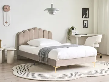 Dobbeltseng Sauvian 120x200 cm - Taupe - Møbler - Senger - Sengeramme & sengestamme