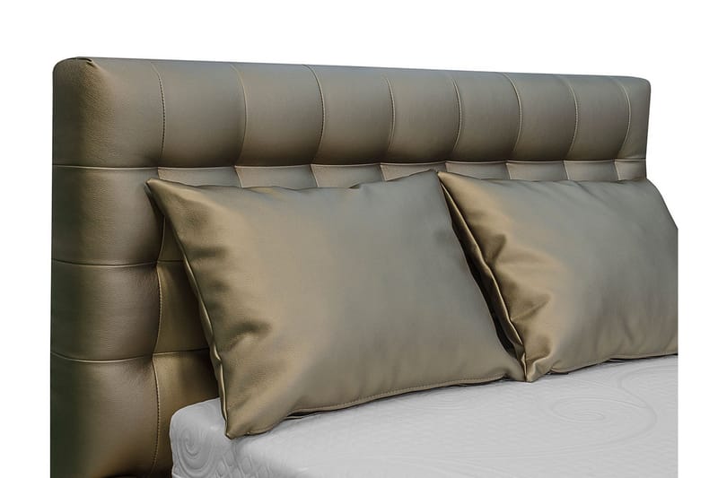 Faldet Sengepakke – Enkeltseng 90x200 cm med Oppbevaring og Sengegavl + Overmadrass - Taupe - Møbler - Senger - Sengeramme & sengestamme
