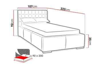Faldet Sengepakke – Enkeltseng 90x200 cm med Oppbevaring og Sengegavl + Overmadrass - Taupe - Møbler - Senger - Sengeramme & sengestamme