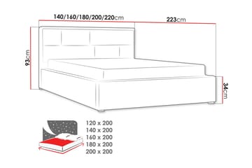Falskog Seng 120x200 cm Metallramme - Hvit - Møbler - Senger - Sengeramme & sengestamme