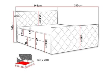 Hattie Sengepakke 140x200 cm i Fløyel med Oppbevaring + Sengegavl + Overmadrass - Grå - Møbler - Senger - Sengeramme & sengestamme
