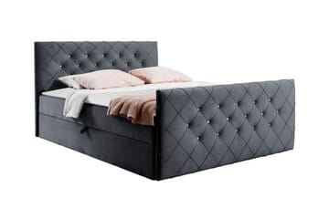 Hattie Sengepakke 200x200 cm med Sengegavl + Overmadrass med Fasthetsgrad Medium - Grå - Møbler - Senger - Sengeramme & sengestamme