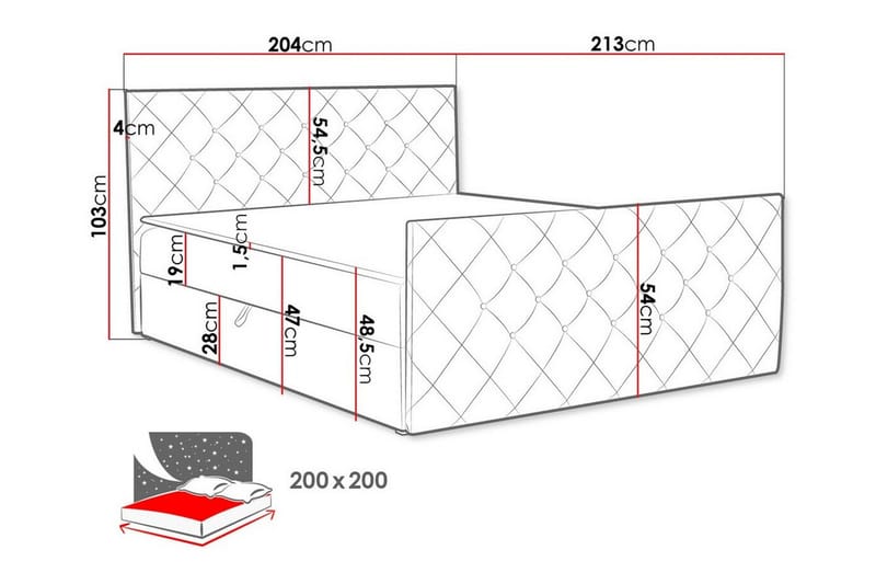 Hattie Sengepakke 200x200 cm med Sengegavl + Overmadrass med Fasthetsgrad Medium - Svart - Møbler - Senger - Sengeramme & sengestamme