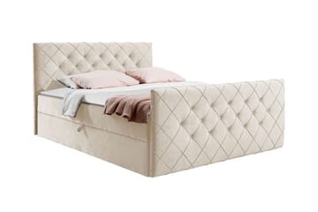 Hattie Sengepakke med Oppbevaring 200x200 cm med Sengegavl + Overmadrass - Beige - Møbler - Senger - Sengeramme & sengestamme