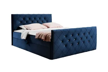 Hattie Sengepakke med Oppbevaring 200x200 cm med Sengegavl + Overmadrass - Blå - Møbler - Senger - Sengeramme & sengestamme