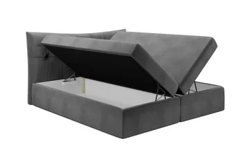 Hayton Sengepakke 140x200 cm i Stoff med Oppbevaring + Sengegavl + Overmadrass - Rød - Møbler - Senger - Sengeramme & sengestamme