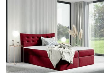 Hayton Sengepakke 160x200 cm med Sengegavl + Overmadrass med Fasthetsgrad Medium - Rød - Møbler - Senger - Sengeramme & sengestamme