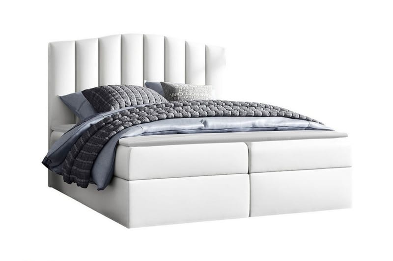 Herstello Sengeramme med Oppbevaring 160x200 cm i Kunstlær med Sengegavl, Hvit