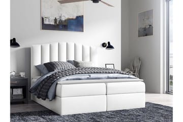 Herstello Sengeramme med Oppbevaring 160x200 cm i Kunstlær med Sengegavl - Hvit - Møbler - Senger - Sengeramme & sengestamme