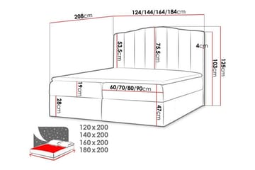 Herstello Sengeramme med Oppbevaring 160x200 cm i Kunstlær med Sengegavl - Hvit - Møbler - Senger - Sengeramme & sengestamme