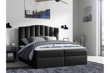 Herstello Sengeramme med Oppbevaring 160x200 cm i Kunstlær med Sengegavl - Svart - Møbler - Senger - Sengeramme & sengestamme