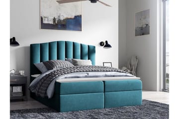 Herstello Sengeramme med Oppbevaring 160x200 cm i Velour med Sengegavl - Petrol - Møbler - Senger - Sengeramme & sengestamme