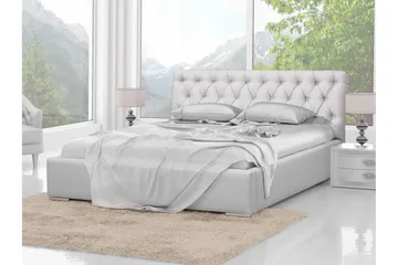 Junkerdal Sengepakke 160x200 cm i Kunstlær med Sengegavl + Overmadrass - Lysegrå - Møbler - Senger - Sengeramme & sengestamme