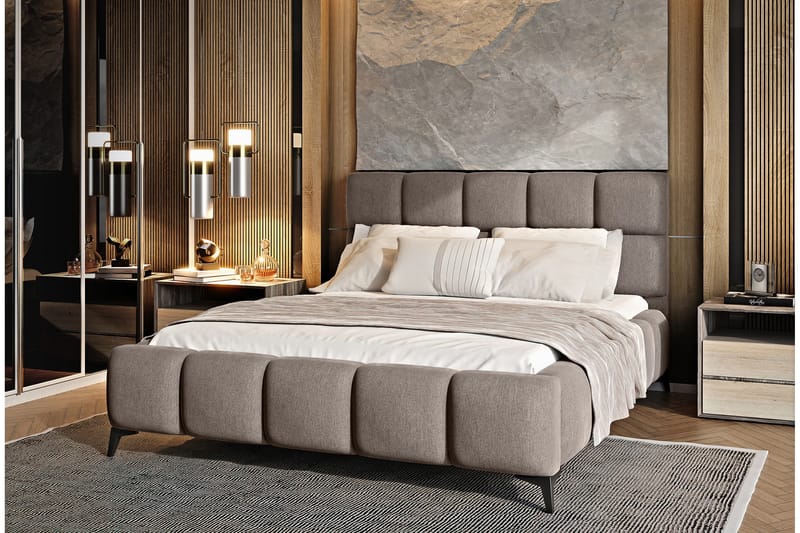 Kamble Sengeramme med Oppbevaring 140x200 cm, Beige
