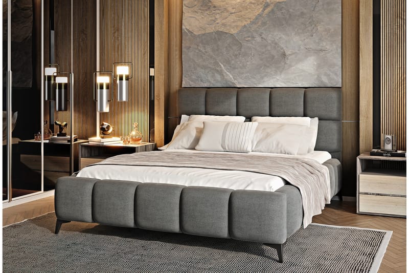Kamble Sengeramme med Oppbevaring 140x200 cm - Grå - Møbler - Senger - Sengeramme & sengestamme