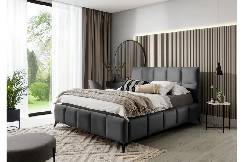 Kamble Sengeramme med Oppbevaring 140x200 cm - Mørkegrå - Møbler - Senger - Sengeramme & sengestamme