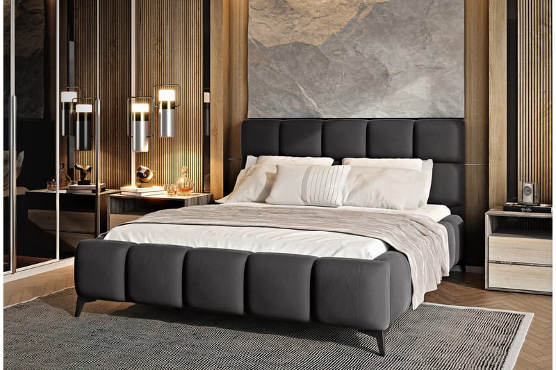Kamble Sengeramme med Oppbevaring 140x200 cm - Mørkegrå - Møbler - Senger - Sengeramme & sengestamme