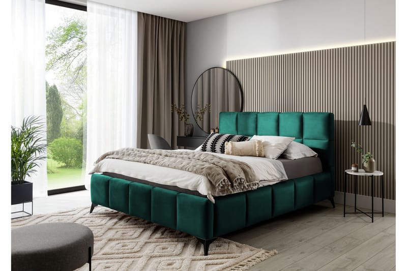 Kamble Sengeramme med Oppbevaring 140x200 cm - Turkis - Møbler - Senger - Sengeramme & sengestamme
