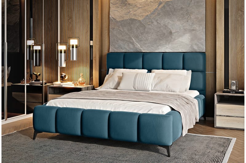 Kamble Sengeramme med Oppbevaring 160x200 cm - Blå - Møbler - Senger - Sengeramme & sengestamme