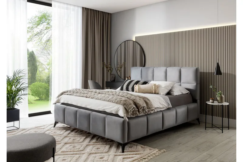 Kamble Sengeramme med Oppbevaring 160x200 cm - Grå - Møbler - Senger - Sengeramme & sengestamme