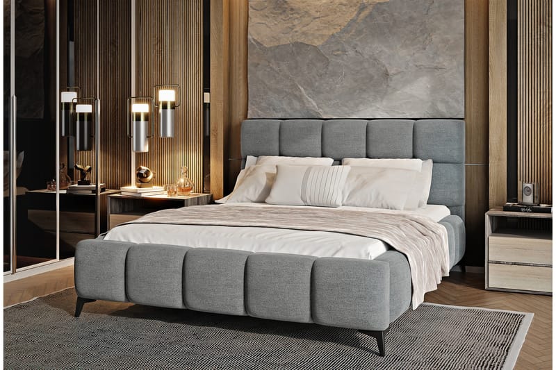 Kamble Sengeramme med Oppbevaring 160x200 cm - Grå - Møbler - Senger - Sengeramme & sengestamme