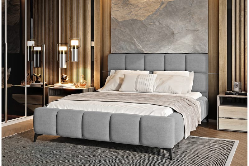 Kamble Sengeramme med Oppbevaring 160x200 cm - Grå - Møbler - Senger - Sengeramme & sengestamme