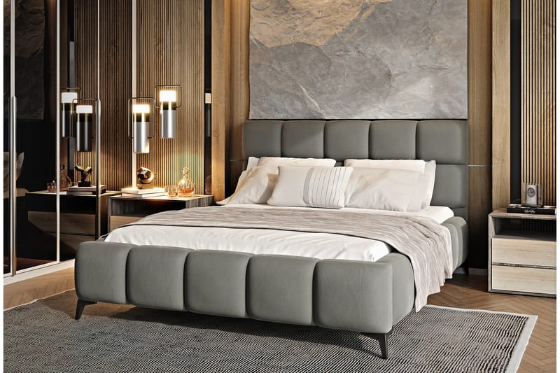 Kamble Sengeramme med Oppbevaring 160x200 cm - Grå - Møbler - Senger - Sengeramme & sengestamme