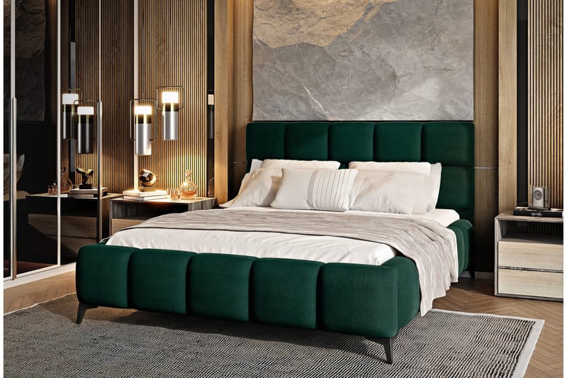 Kamble Sengeramme med Oppbevaring 160x200 cm - Grønn - Møbler - Senger - Sengeramme & sengestamme