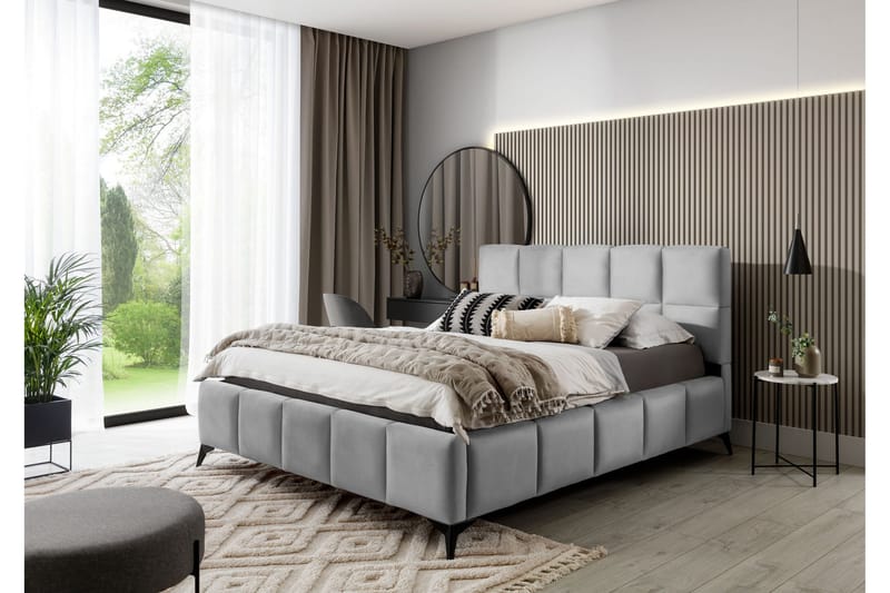 Kamble Sengeramme med Oppbevaring 160x200 cm - Lysegrå - Møbler - Senger - Sengeramme & sengestamme
