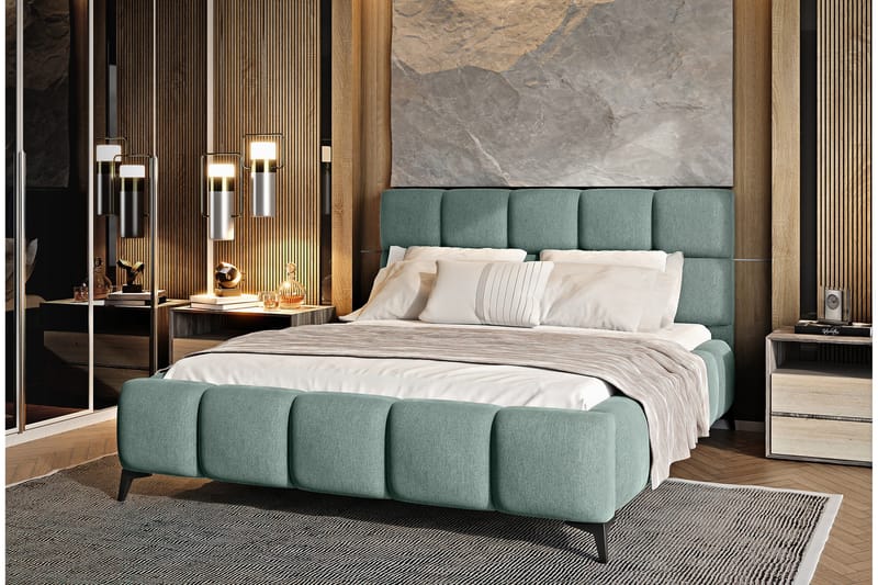 Kamble Sengeramme med Oppbevaring 160x200 cm - Lysegrønn - Møbler - Senger - Sengeramme & sengestamme