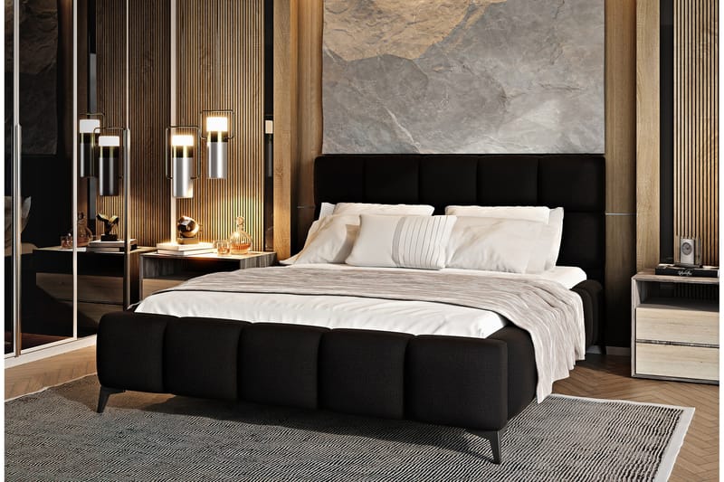 Kamble Sengeramme med Oppbevaring 160x200 cm - Svart - Møbler - Senger - Sengeramme & sengestamme