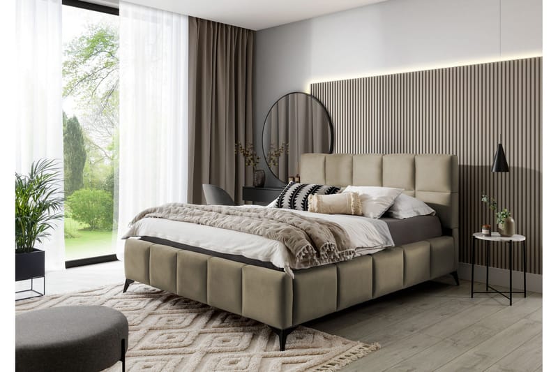 Kamble Sengeramme med Oppbevaring 180x200 cm - Beige - Møbler - Senger - Sengeramme & sengestamme