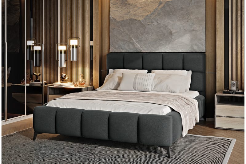 Kamble Sengeramme med Oppbevaring 180x200 cm - Grå - Møbler - Senger - Sengeramme & sengestamme