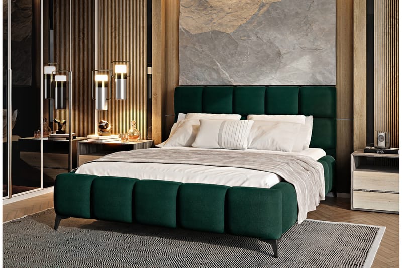 Kamble Sengeramme med Oppbevaring 180x200 cm - Grønn - Møbler - Senger - Sengeramme & sengestamme