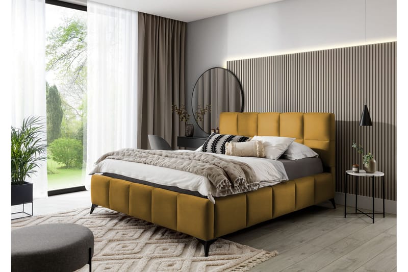 Kamble Sengeramme med Oppbevaring 180x200 cm - Gul - Møbler - Senger - Sengeramme & sengestamme