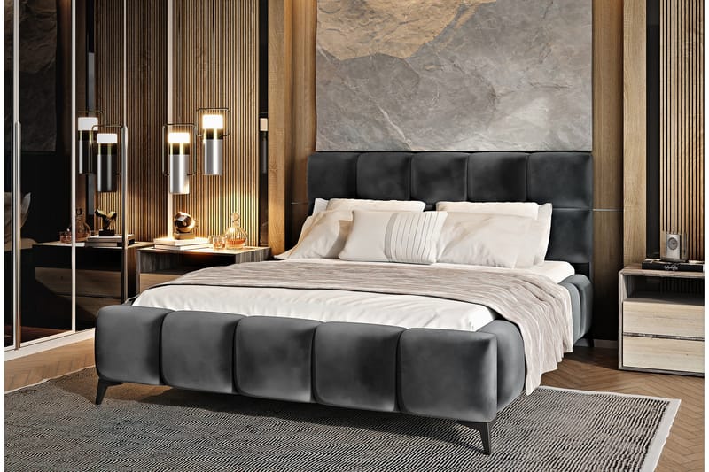 Kamble Sengeramme med Oppbevaring 180x200 cm - Mørkegrå - Møbler - Senger - Sengeramme & sengestamme