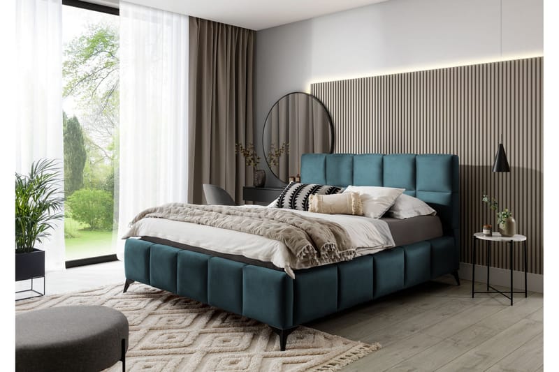 Kamble Sengeramme med Oppbevaring 180x200 cm - Turkis - Møbler - Senger - Sengeramme & sengestamme