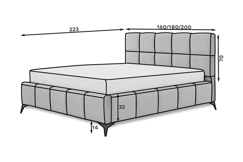Kamble Sengeramme med Oppbevaring 180x200 cm - Turkis - Møbler - Senger - Sengeramme & sengestamme