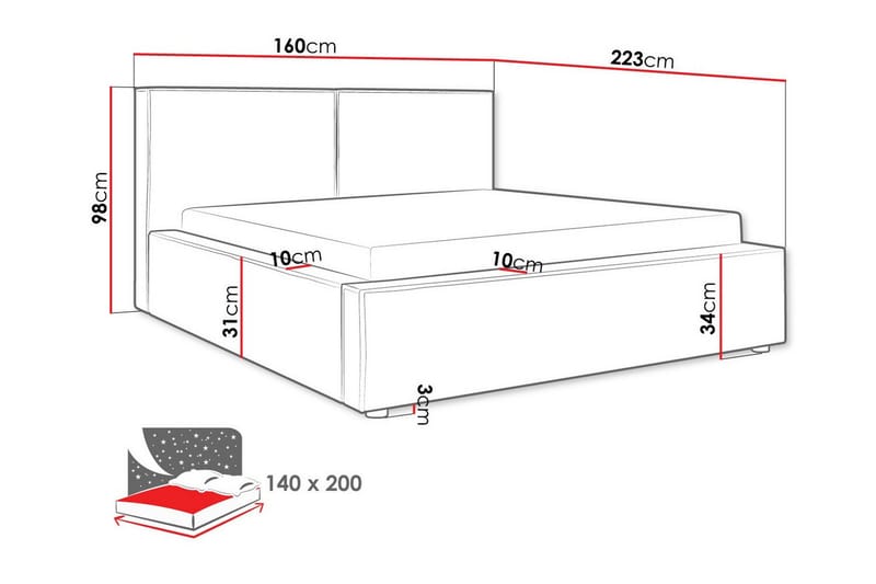 Knocklong Sengeramme 140x200 cm - Møbler - Senger - Sengeramme & sengestamme
