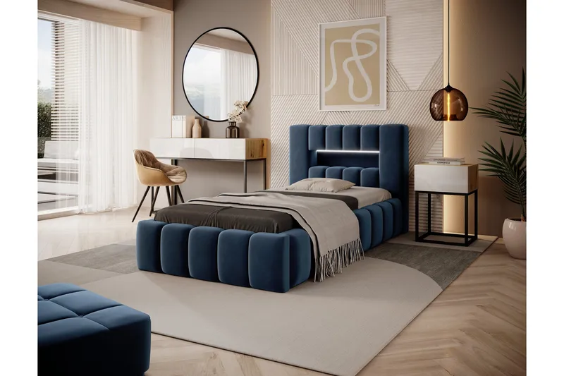 Lamica 3-seters Sengeramme med Oppbevaring 90x200 cm, Blå