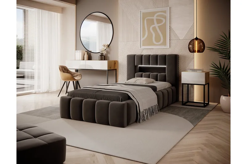 Lamica 3-seters Sengeramme med Oppbevaring 90x200 cm, Brun